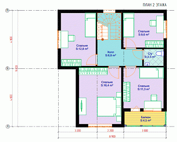 Каркасный дом "Грэм" / План 2 этажа