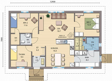 Проект современного экономичного каркасного дома / План 1 этажа