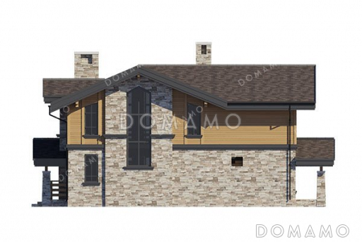 Проект двухэтажного дома с двумя террасами и балконом / Фасад 2