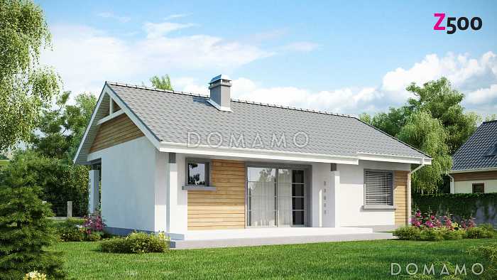 Проект небольшого одноэтажного дома из кирпича с отделённой спальной зоной