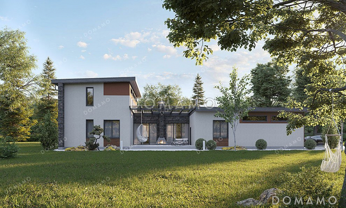 Проект двухэтажного дома с террасой и гаражом на два автомобиля