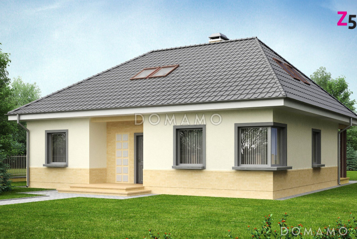 Проект большого одноэтажного мансардного дома из газобетона с тремя спальнями на каждом этаже