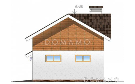 Проект одноэтажного дома с мансардным этажом, с гаражом на 2 машины / Фасад 3