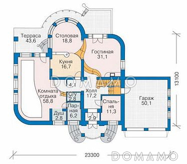 Проект жилого дома с гаражом / План 1 этажа