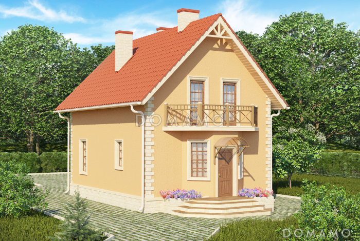 Проект солидного дачного дома с двумя эркерами из кирпича