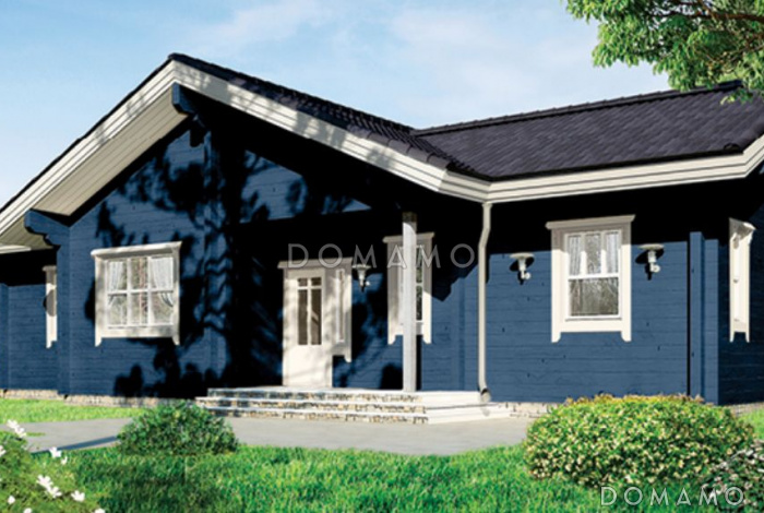 Проект одноэтажного дома из бруса с тремя спальнями и сауной