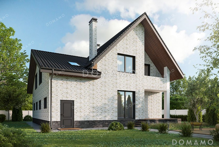 Проект одноэтажного дома с мансардой и гаражом на два авто