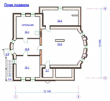 Проект  дома с подвалом / План цокольного этажа