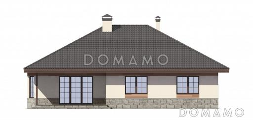 Проект каркасного одноэтажного дома / Фасад слева