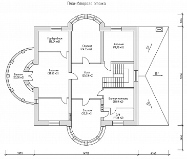 Проект двухэтажного жилого дома, запроектированного в современном стиле / План 2 этажа