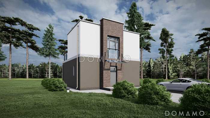 Проект компактного дома с тремя спальнями и открытыми террасами на обоих этажах