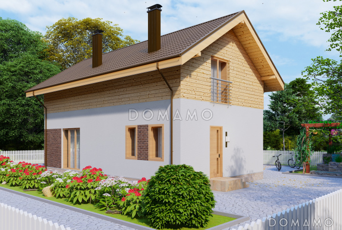 Проект компактного одноэтажного дома с мансардной и четырьмя спальнями