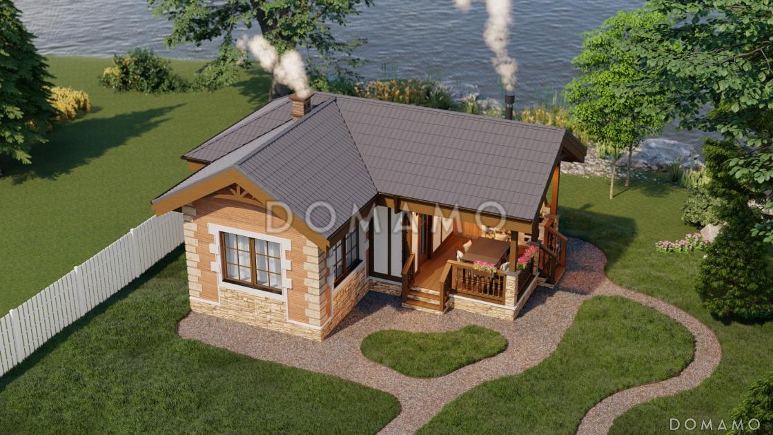План газобетонной бани с барбекю в средневековом английском стиле / 2