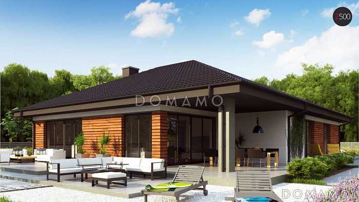 Проект комфортного одноэтажного дома из кирпича с тремя спальнями