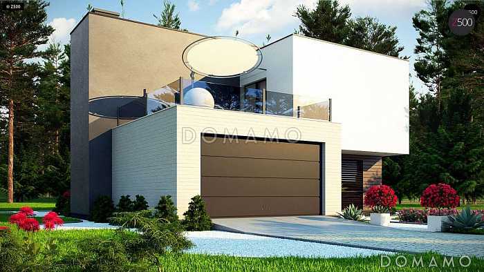 Проект красивого двухэтажного коттеджа из кирпича с террасами на втором уровне