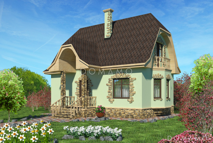 Проект небольшого дома из газобетона в русском стиле