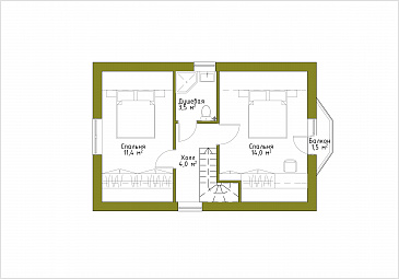 Проект небольшого дома из газобетона в русском стиле / План мансардного этажа