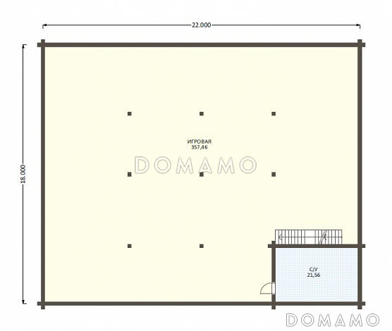 Проект роскошного дома из клееного бруса с бассейном и огромной гостиной / План мансардного этажа
