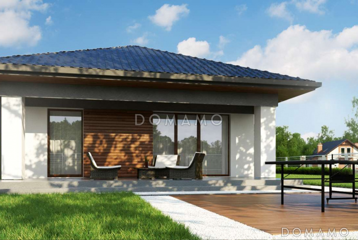 Проект комфортного одноэтажного дома из кирпича с тремя спальнями