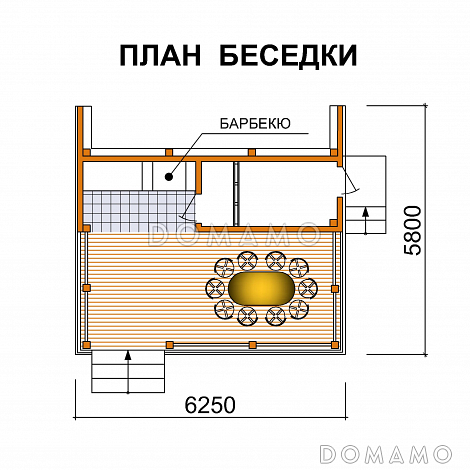 Проект беседки из кирпича с нишей для хранения дров / План 1 этажа