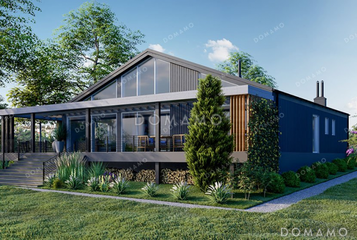 Проект одноэтажного дома с просторной террасой