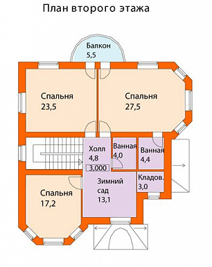 Проект кирпичного дома с арочными окнами / План 2 этажа