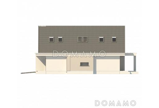 Проект одноэтажного мансардного дома из газобетона с кабинетом,  гаражом и четырьмя спальнями / Фасад 4