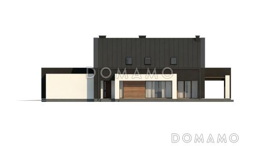 Проект удобного современного одноэтажного мансардного дома из газобетона с гаражом и тремя спальнями на мансарде / Фасад 4