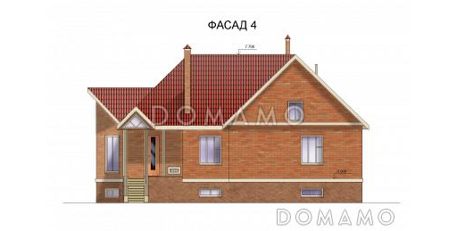 Проект одноэтажного дома с цокольным этажом / Фасад 4