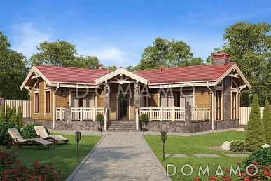 Проект бани с большой террасой, зоной барбекю и гостиной