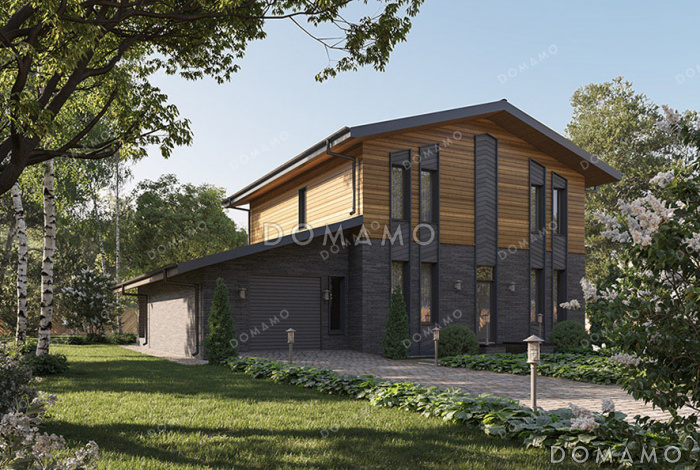 Проект двухэтажного дома с гаражом