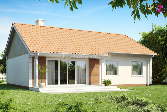 Проект классического одноэтажного дома из газобетона с отделённой спальной зоной 