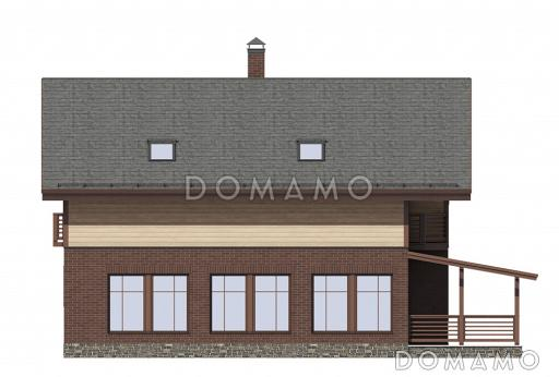 Проект дома с балконом над террасой / Фасад сзади