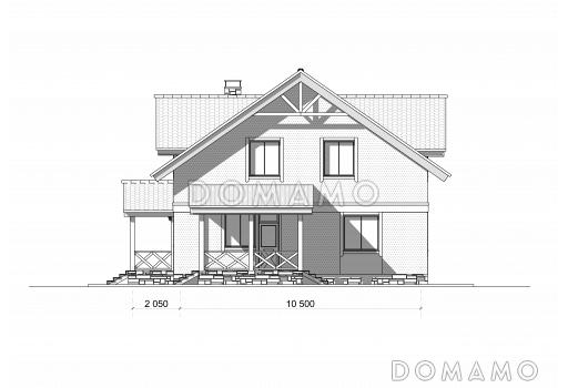 Проект коттеджа с квадратным планом / Фасад 3