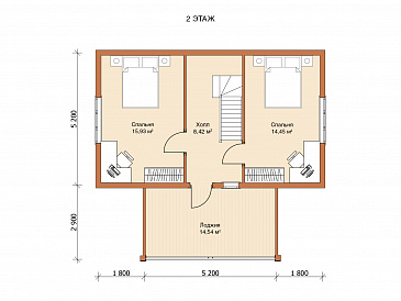 Каркасный дом "Мелитта" / План 2 этажа