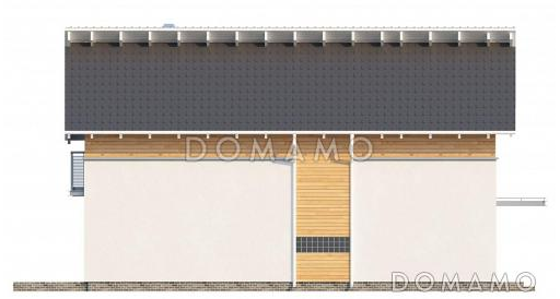 Проект небольшого одноэтажного мансардного дома из кирпича с дополнительной комнатой на первом этаже и угловым балконом / Фасад 1