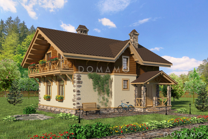Проект коттеджа из газобетона в стиле шале
