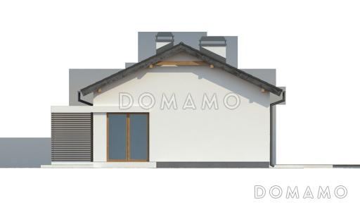 Проект компактного одноэтажного дома из газобетона с двумя спальнями, изолированной кухней и торцевым входом / Фасад 4