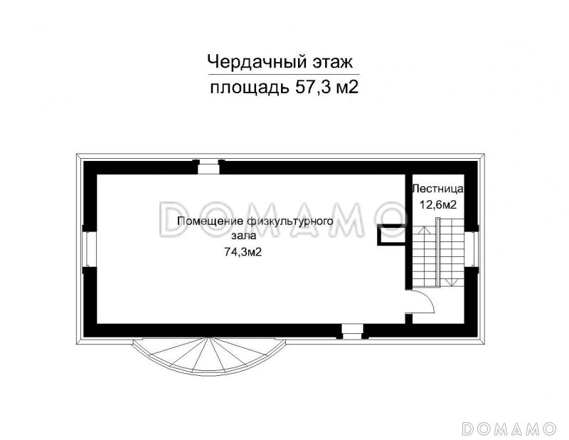 Проект бассейна круглогодичного использования с чердачным этажом под физкультурный зал / План мансардного этажа
