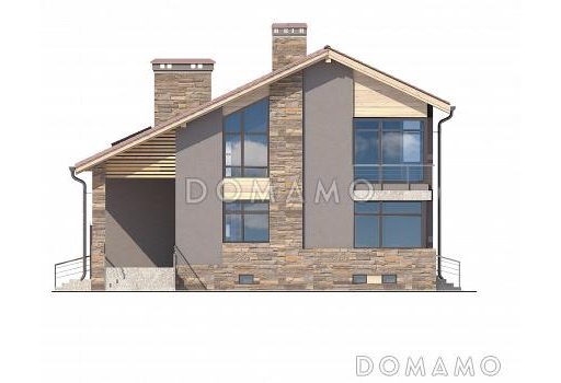 Дом с гаражом на одну машину, спальней на первом этаже, бильярдной в подвале / Фасад 4