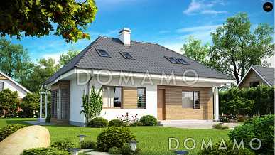 Проект одноэтажного мансардного дома из газобетона с дополнительной ночной зоной на первом этаже