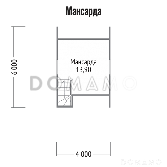 Проект дома со стенами из деревянного каркаса / План мансардного этажа