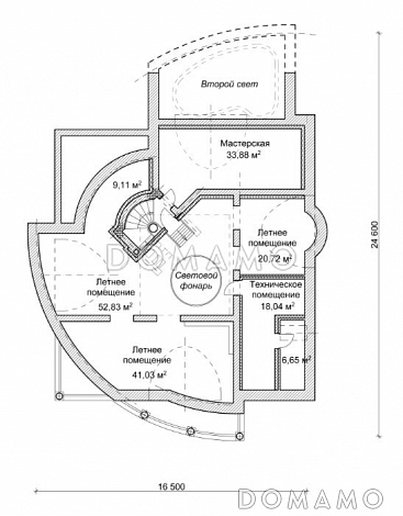 Проект дома с двусветной гостиной и бассейном / План мансардного этажа