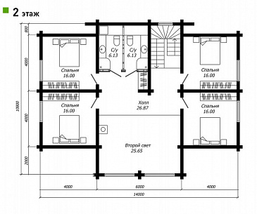 Проект дома из клееного бруса для большой семьи / План мансардного этажа
