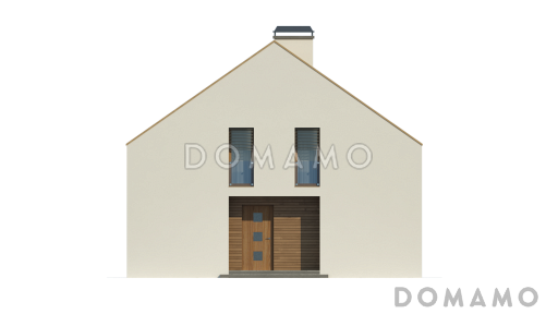 Проект одноэтажного мансардного дома из кирпича с большой гостиной и современными элементами экстерьера / Фасад 4