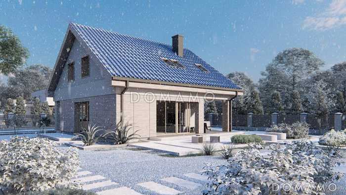 Проект уютного загородного дома с привлекательным дизайном, гаражом,  постирочной, просторной гардеробной на мансардном этаже