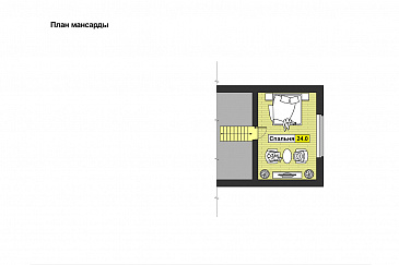 Одноэтажный дом с мансардным этажом со спальней, полукруглой террасой, большим бассейном / План мансардного этажа