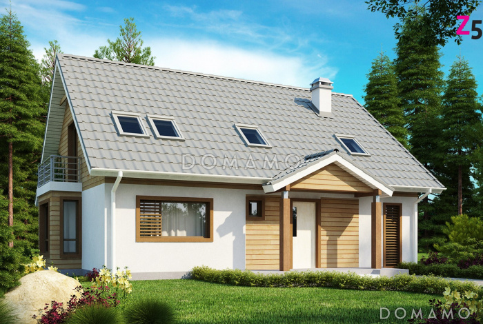 Проект классического мансардного дома из кирпича с дополнительной спальней на первом этаже и эркером в столовой зоне