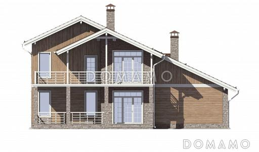 Проект загородного дома с длинным балконом / Фасад 3