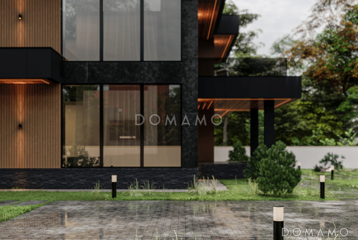 Проект современного двухэтажного дома с балконом, вторым светом и мастер-спальней